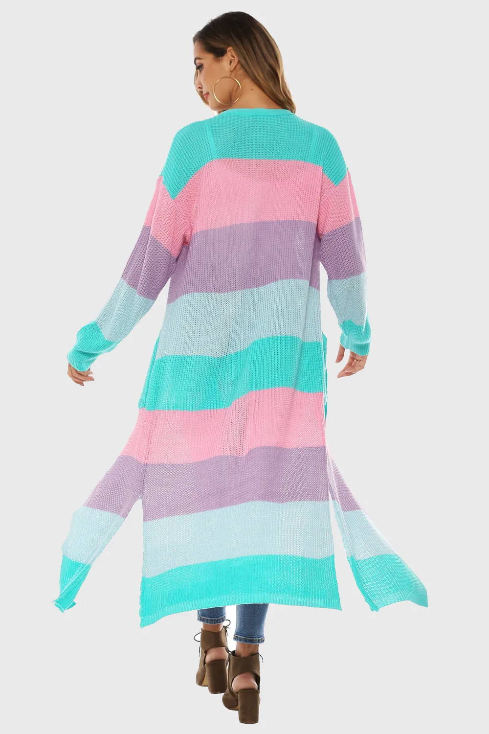 Color Block Long Sleeve Pocketed Cardigan, image 6