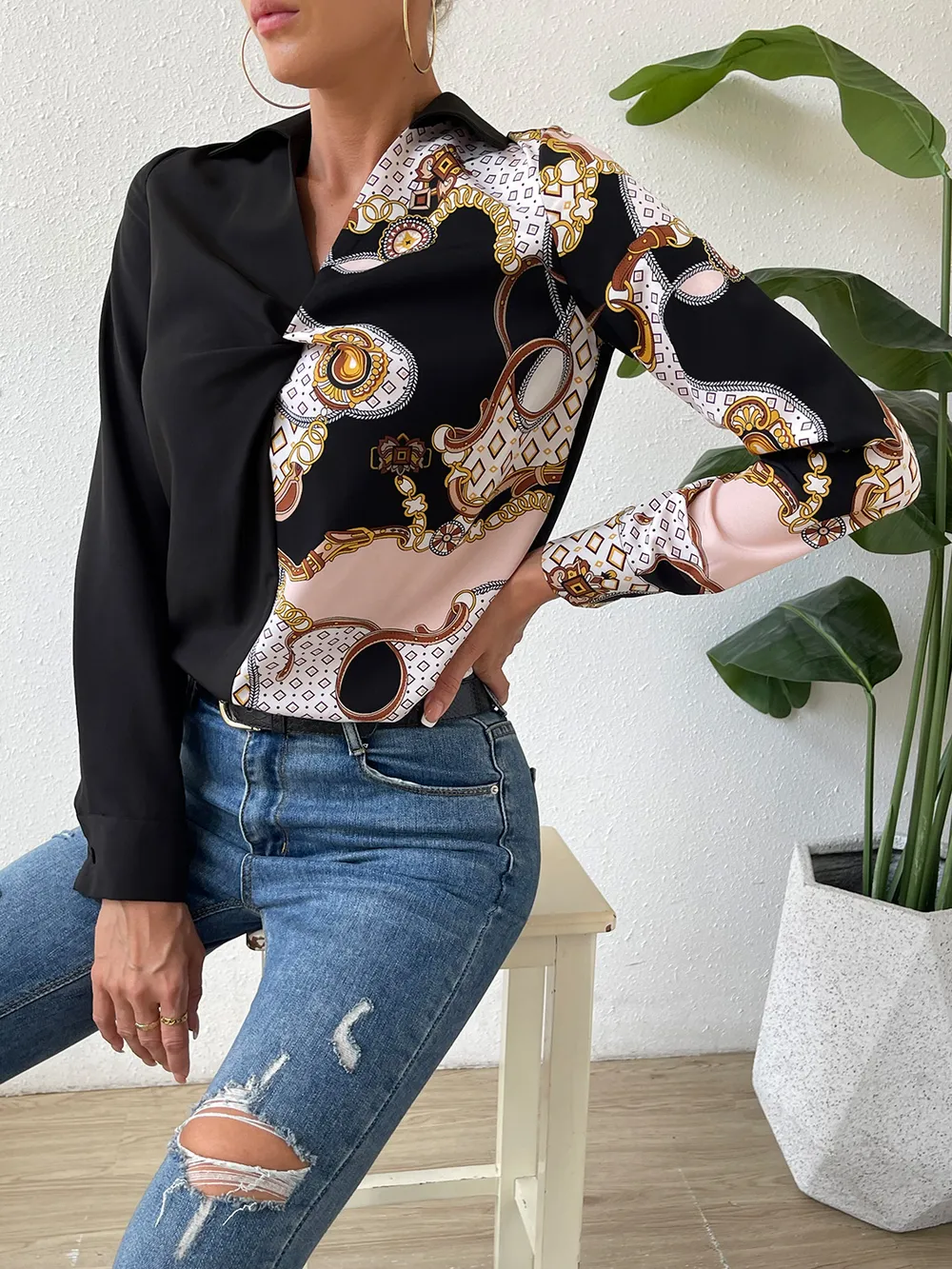 Twist Front Collared Blouse, image 5