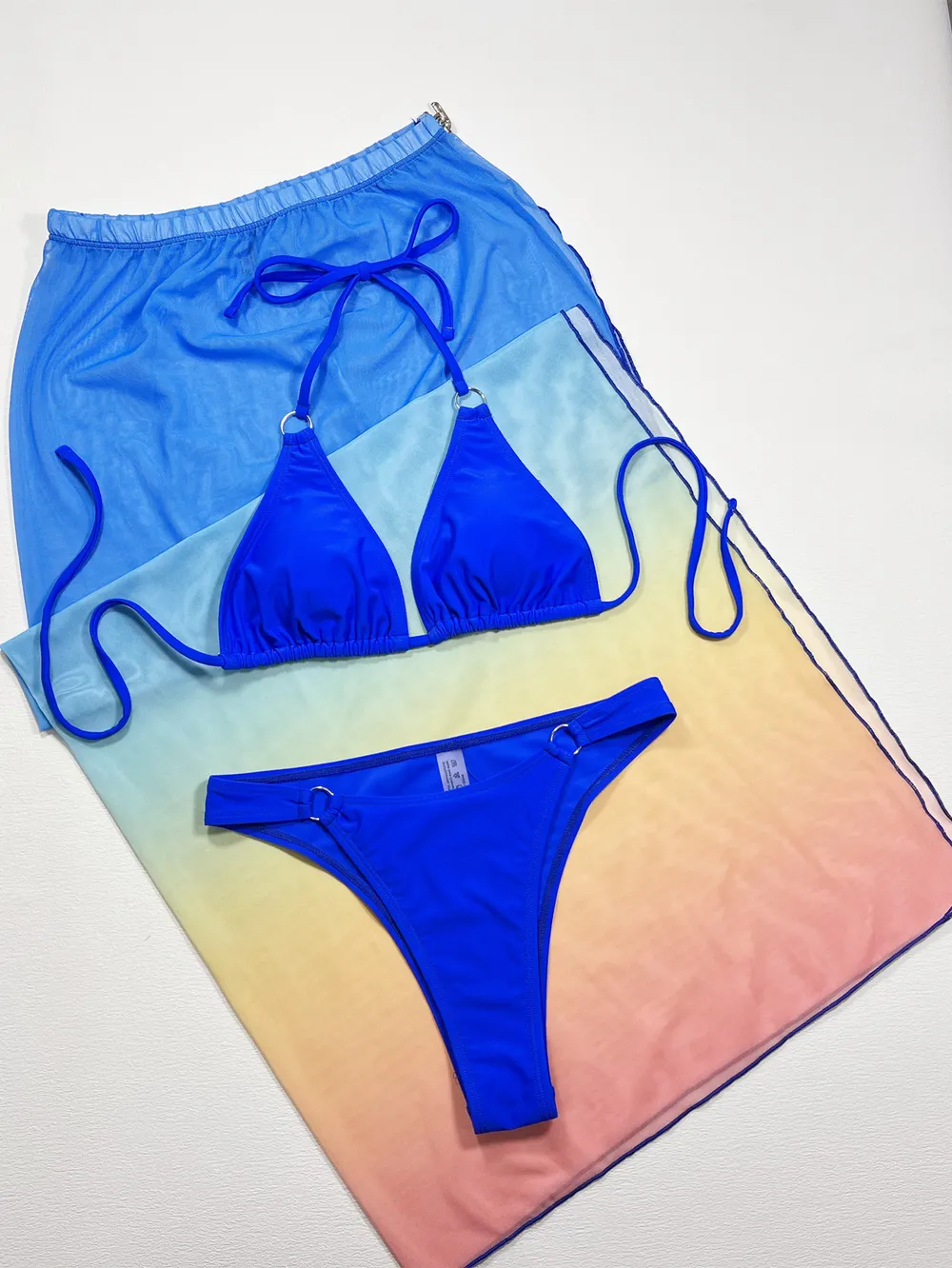 Gradient Halter Neck Three-Piece Swim Set, image 5
