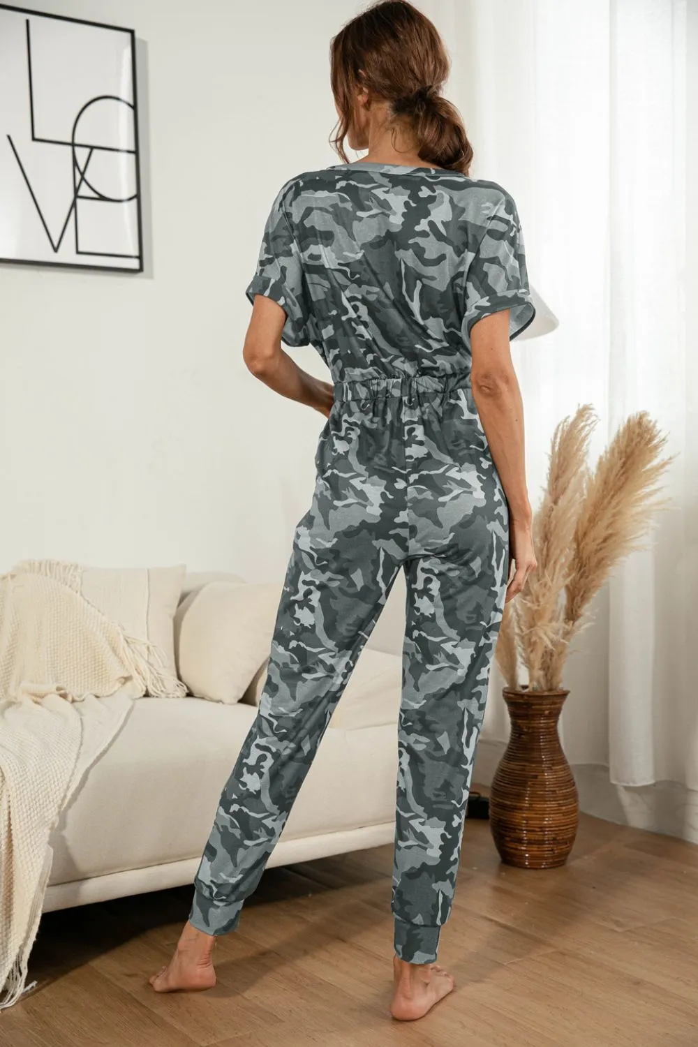Surplice Neck Tied Short Sleeve Jumpsuit, image 8