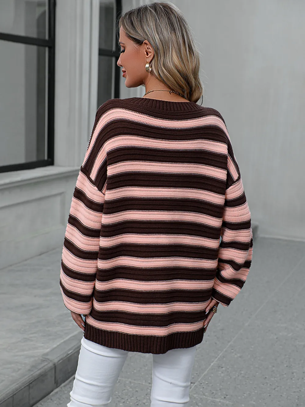 Striped Dropped Shoulder Sweater, image 11