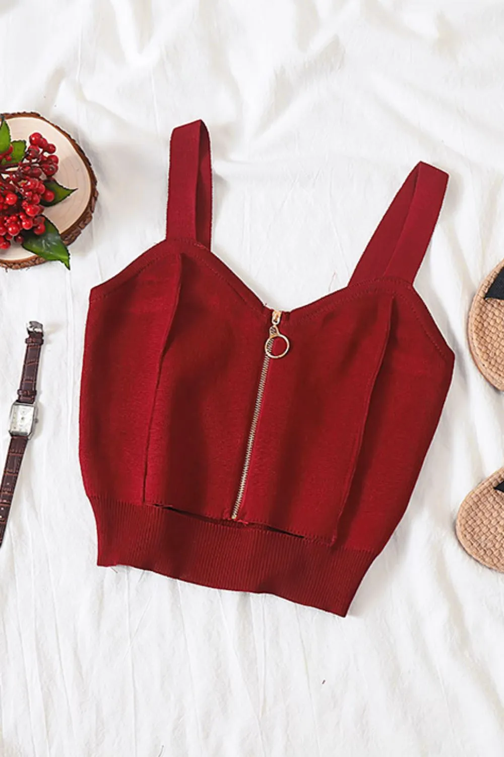 Zip-Up Cutout Sleeveless Knit Top, image 14
