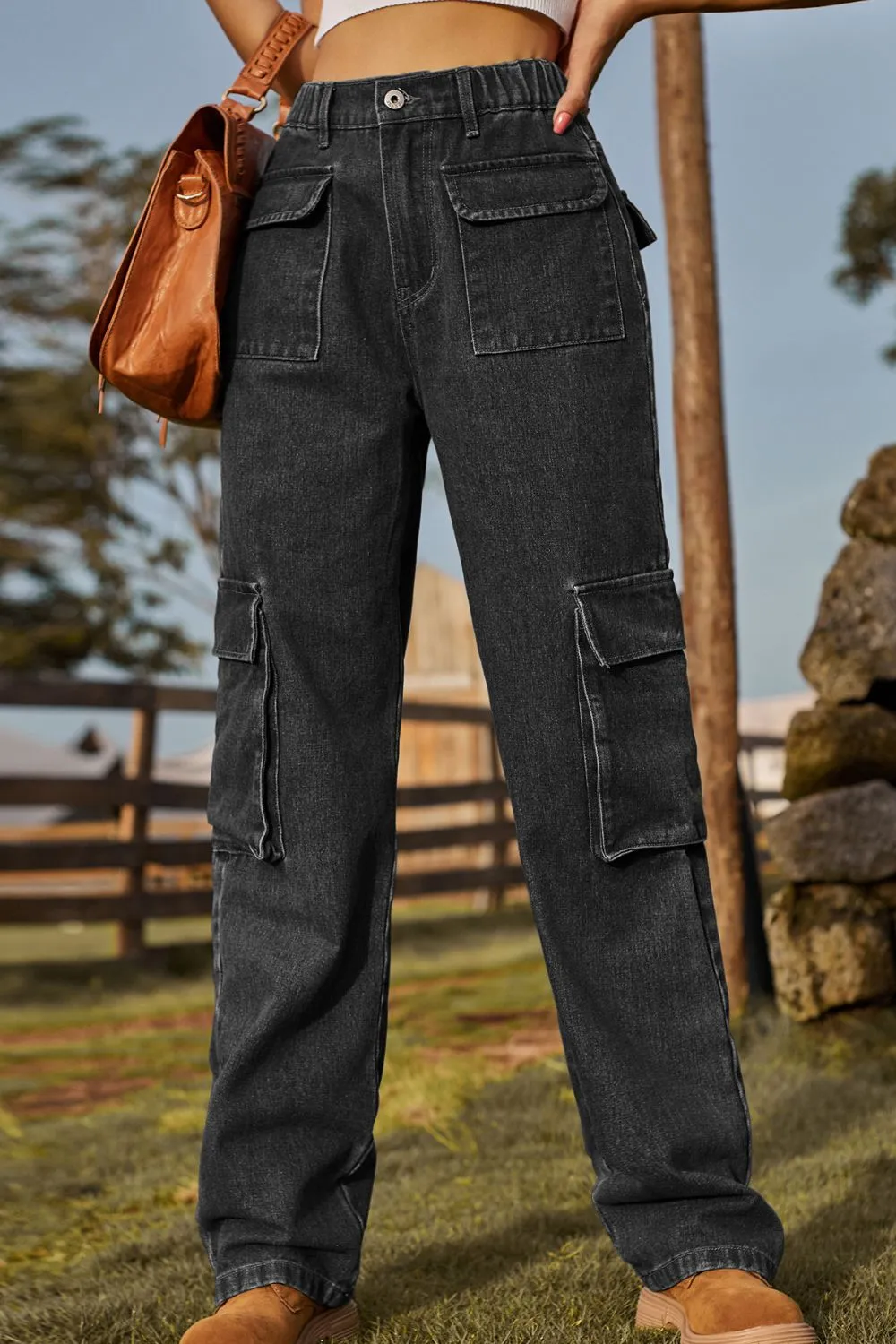 Loose Fit Long Jeans with Pockets, image 17