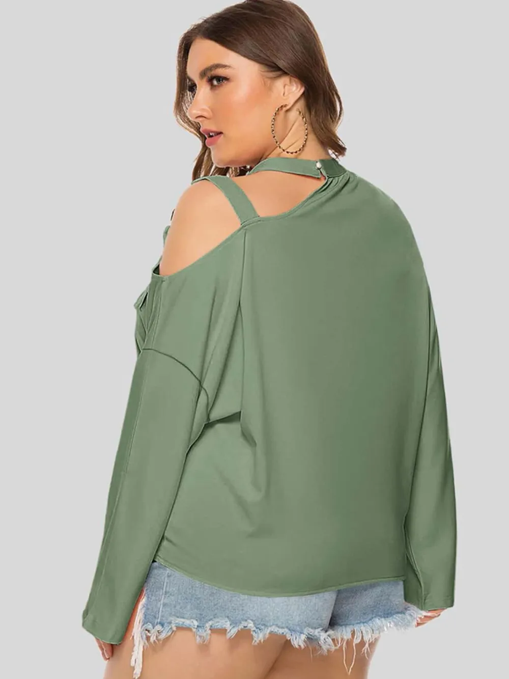 Plus Size Cold-Shoulder Tied Top, image 9