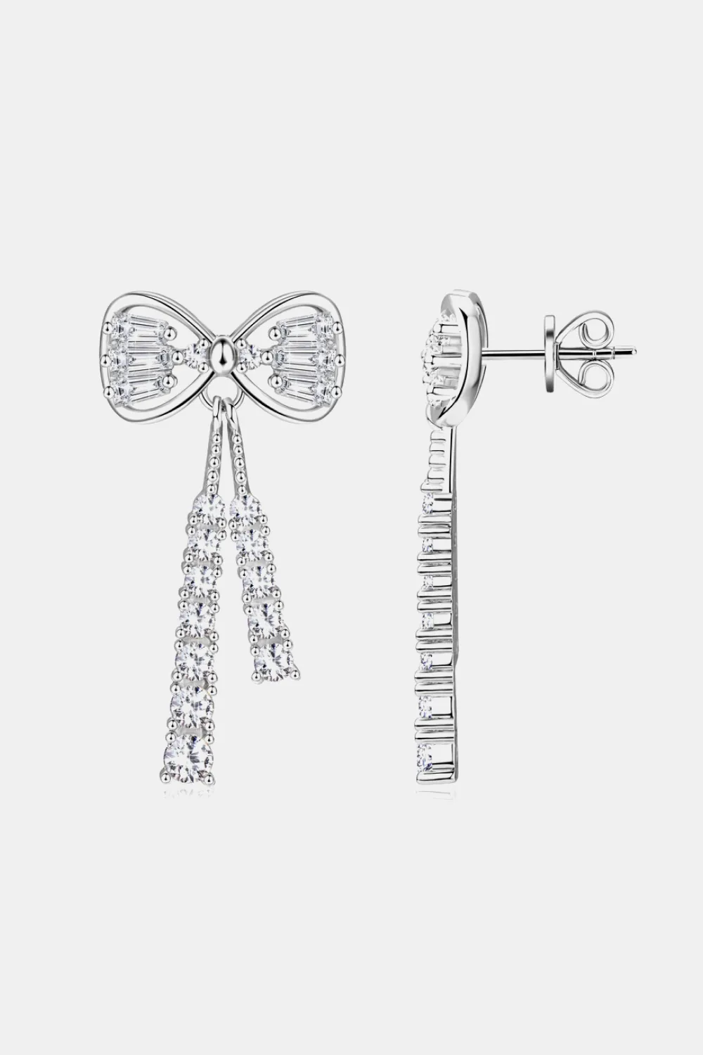 1.12 Carat Moissanite 925 Sterling Silver Bow Earrings, image 10