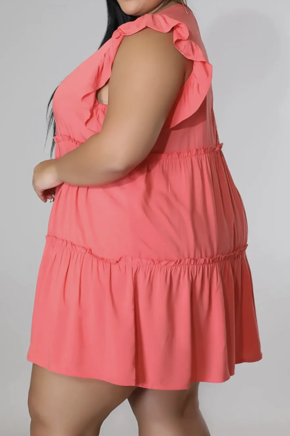 Plus Size V-Neck Frill Trim Mini Dress, image 10