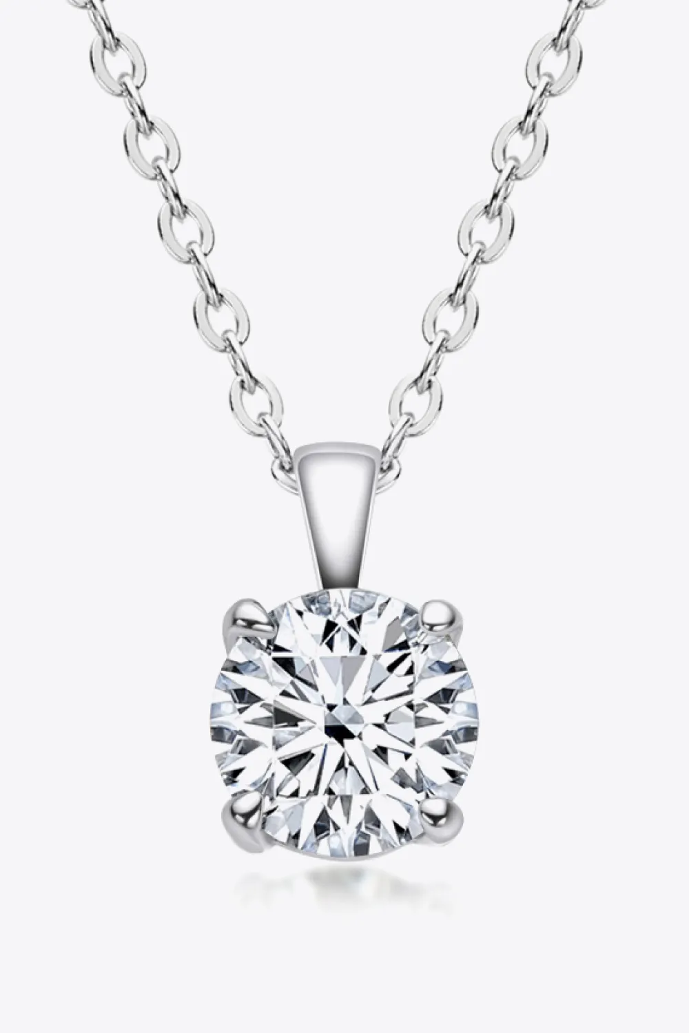 925 Sterling Silver 1 Carat Moissanite Chain-Link Necklace, image 4