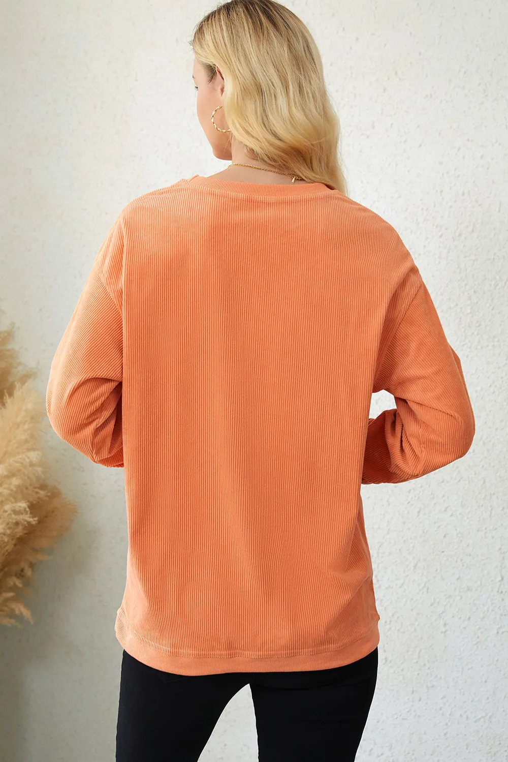 Round Neck Dropped Shoulder THANKFUL Graphic Sweatshirt, image 10
