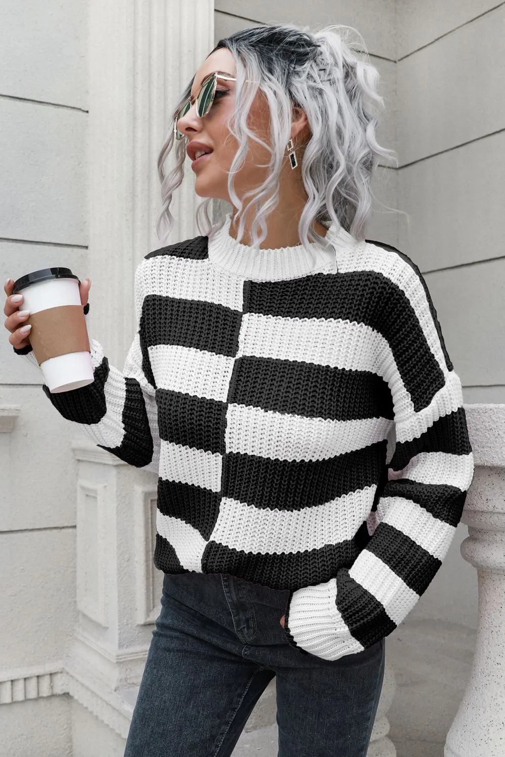 Color Block Dropped Shoulder Sweater, image 8
