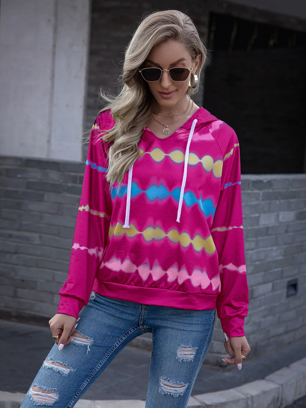 Tie Dye Raglan Sleeve Hoodie, image 8