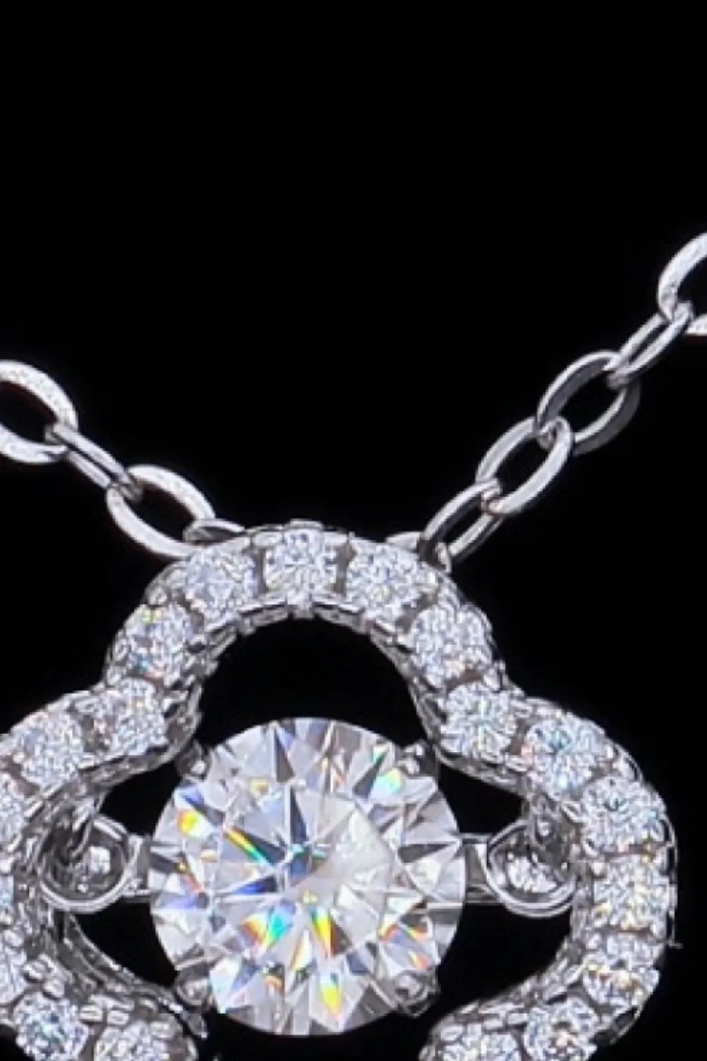 925 Sterling Silver Moissanite Flower Pendant Necklace, image 3