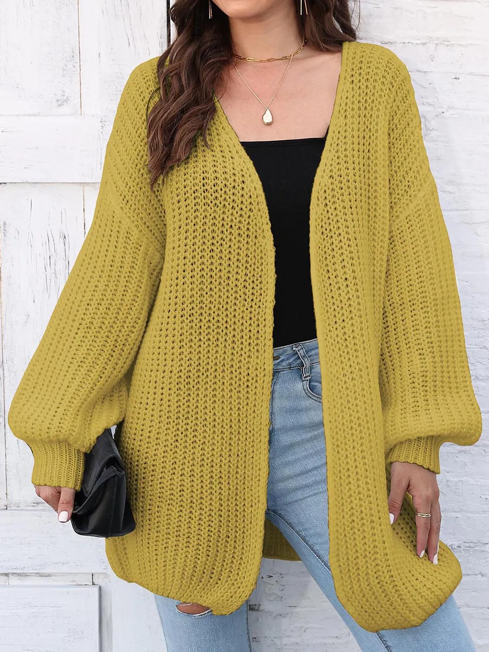 Open Front Dropped Shoulder Longline Cardigan, image 2