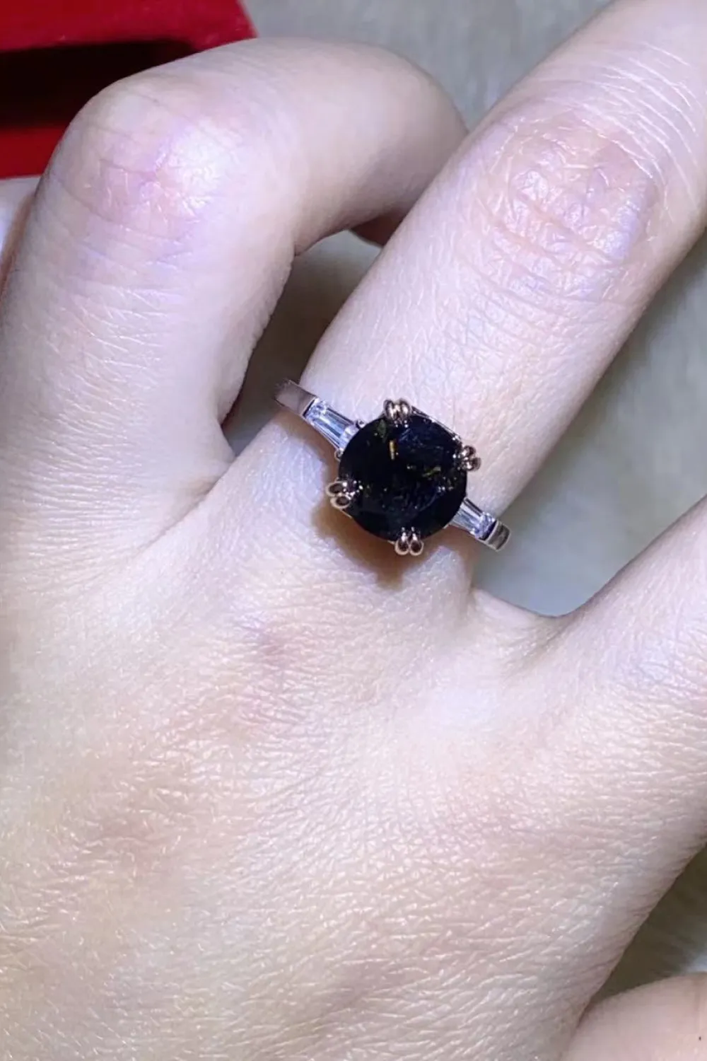 2 Carat Black Moissanite Platinum-Plated Ring, image 6