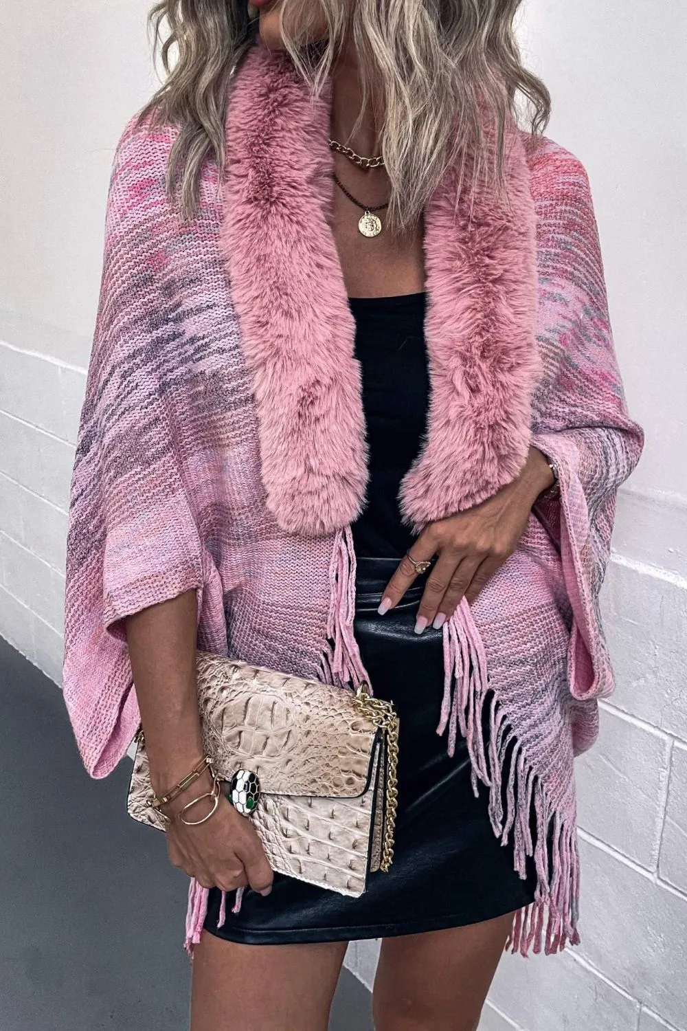 Open Front Fringe Hem Poncho, image 2
