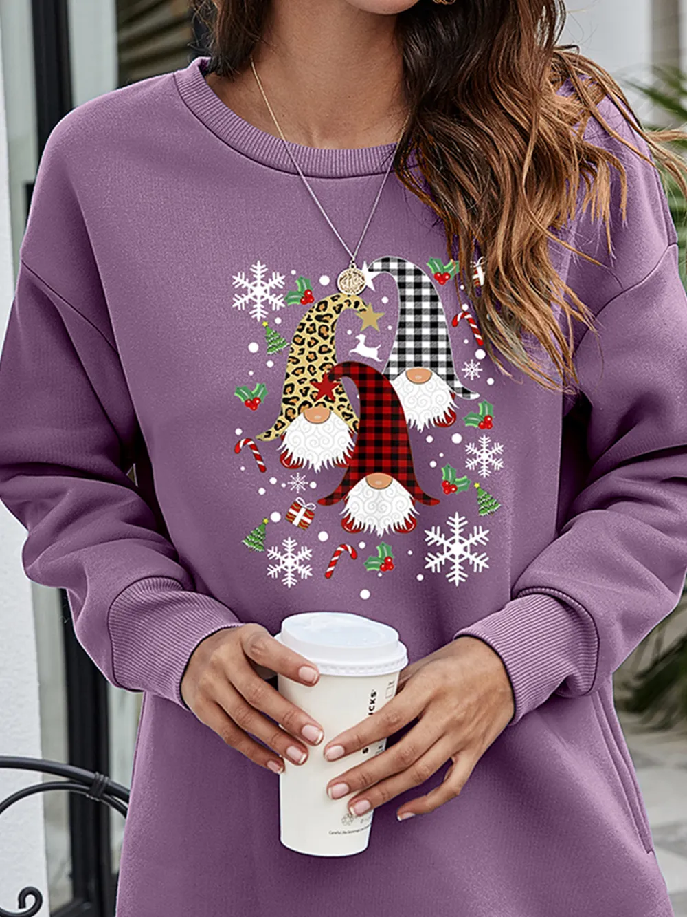 Graphic Round Neck Dropped Shoulder Sweatshirt, image 4