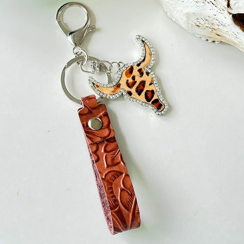 Rhinestone Bull Keychain, image 9