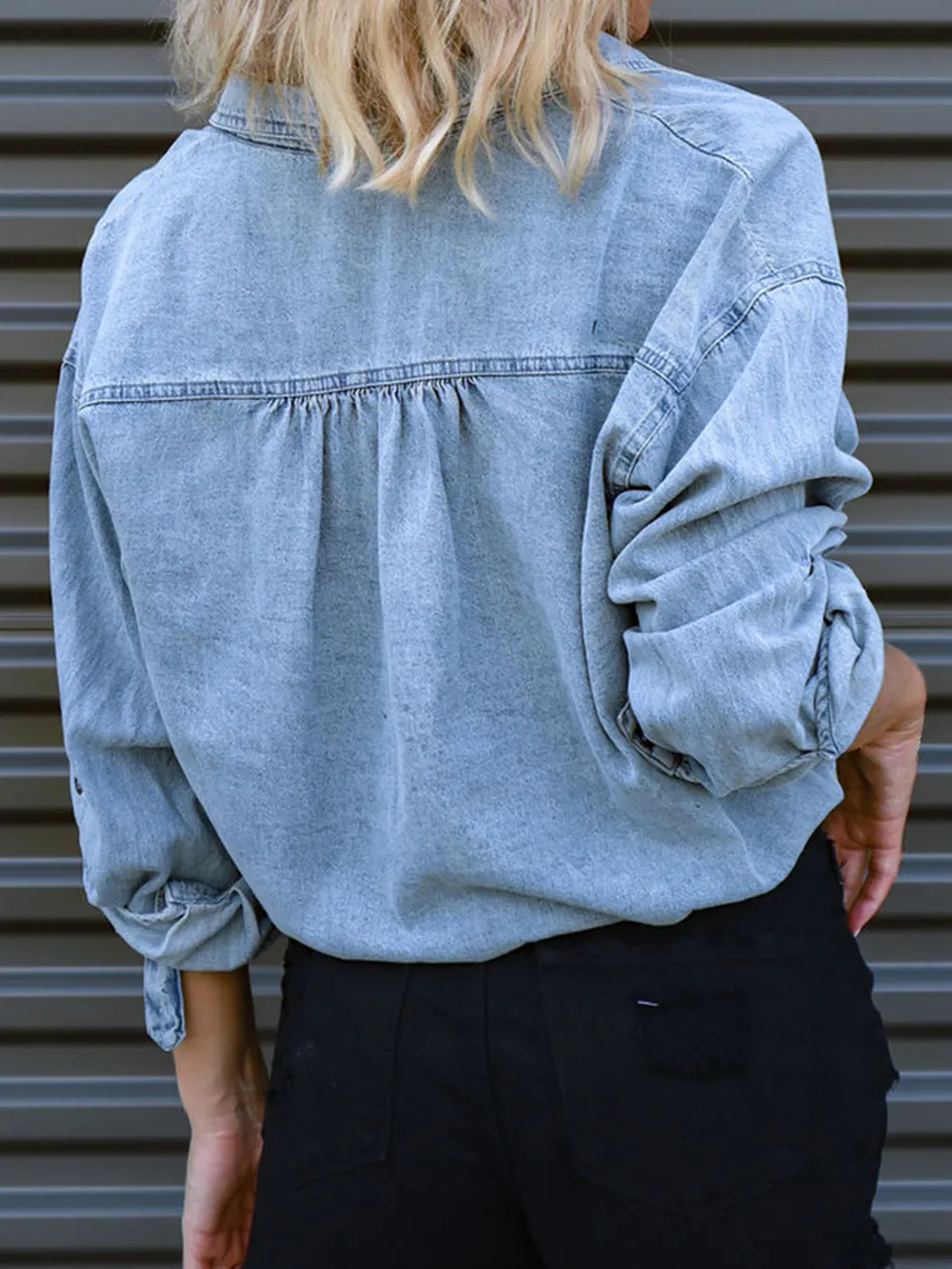 Tie Detail Denim Top, image 6