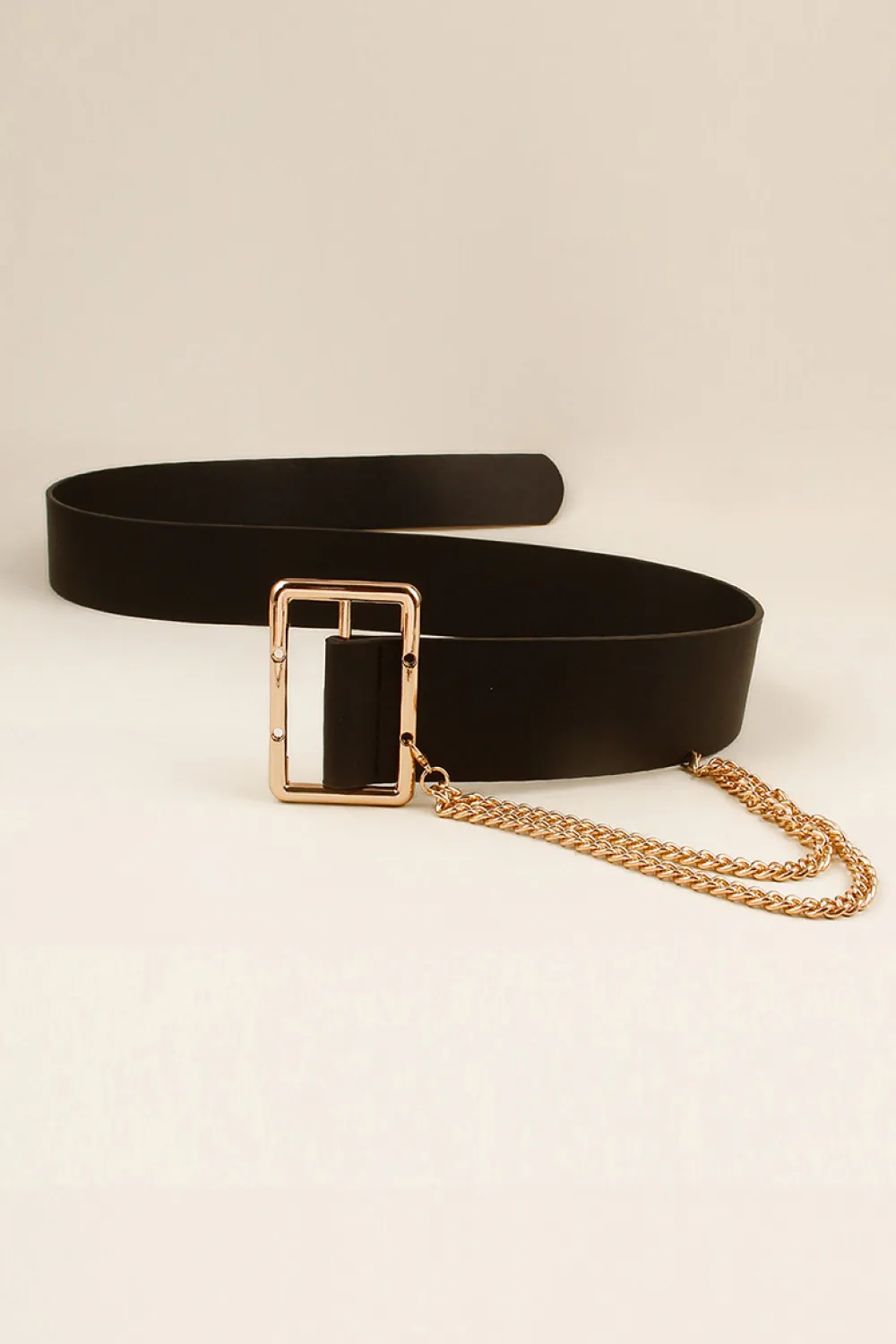 PU Leather Wide Belt with Chain, image 4