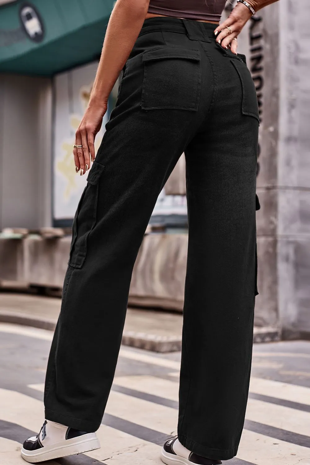 Buttoned High Waist Loose Fit Jeans, image 8