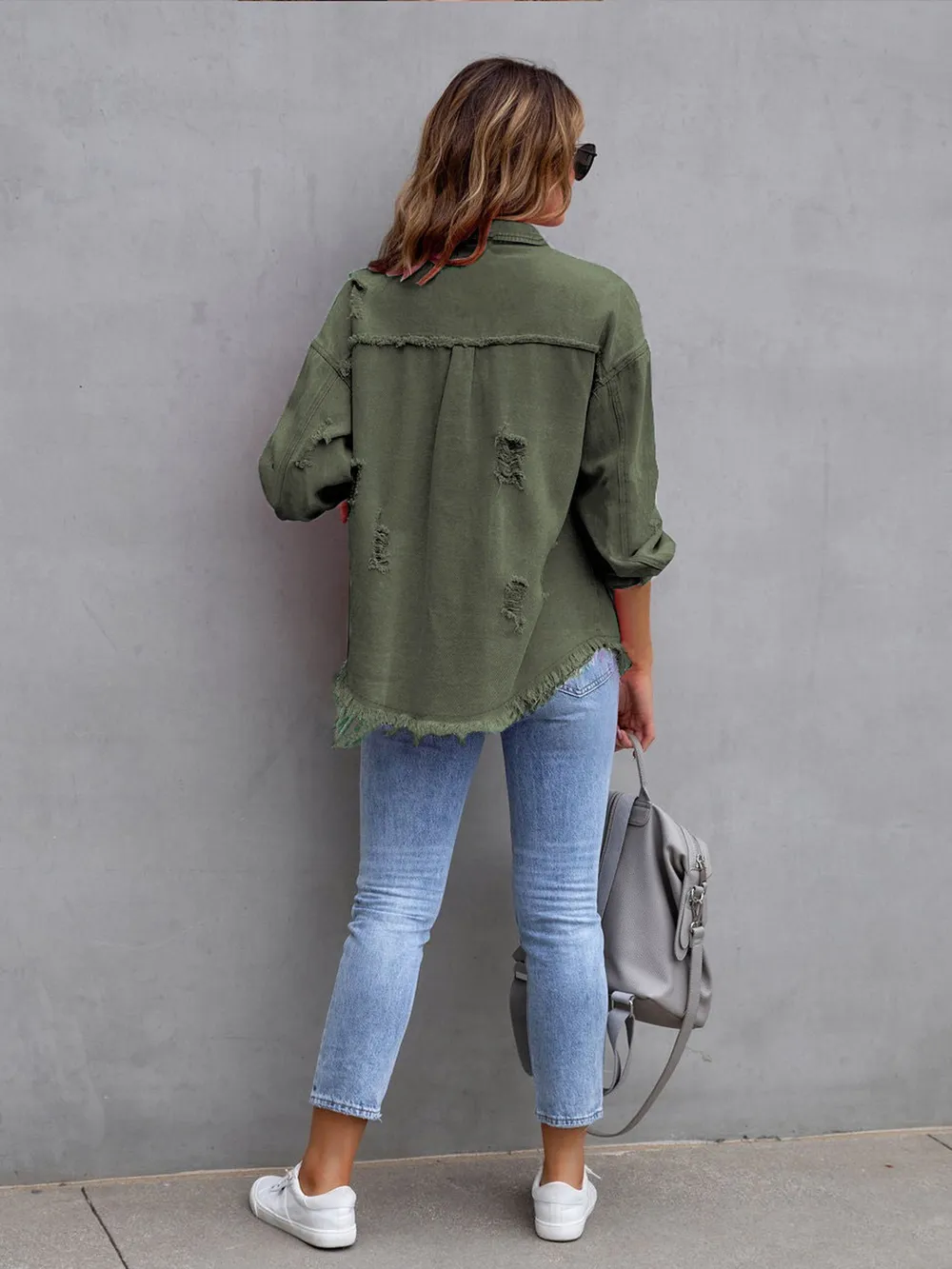 Distressed Drop Shoulder Denim Jacket, image 35