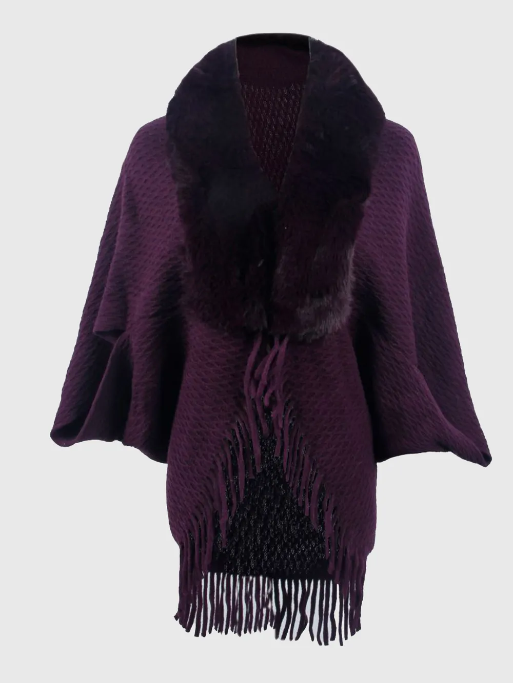 Open Front Fringe Hem Poncho, image 17