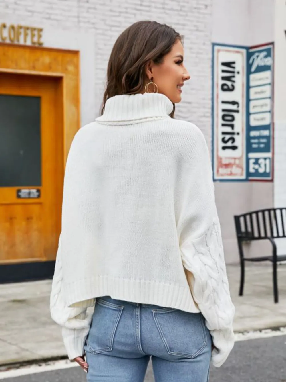 Turtle Neck Cable-Knit Sweater, image 3