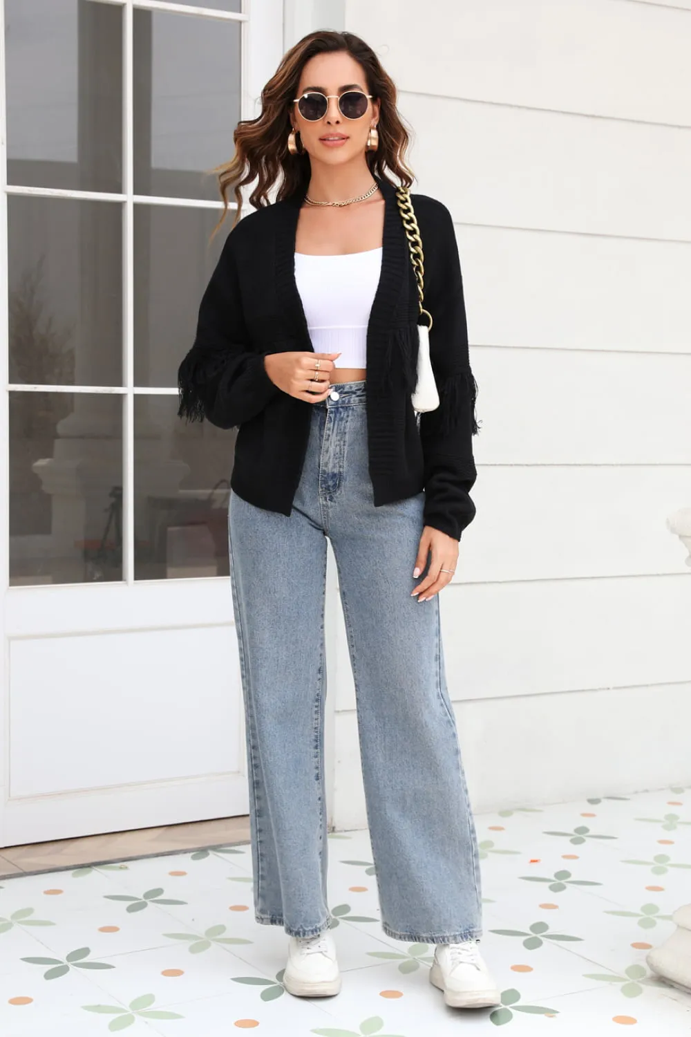Fringe Trim Open Front Cardigan, image 21