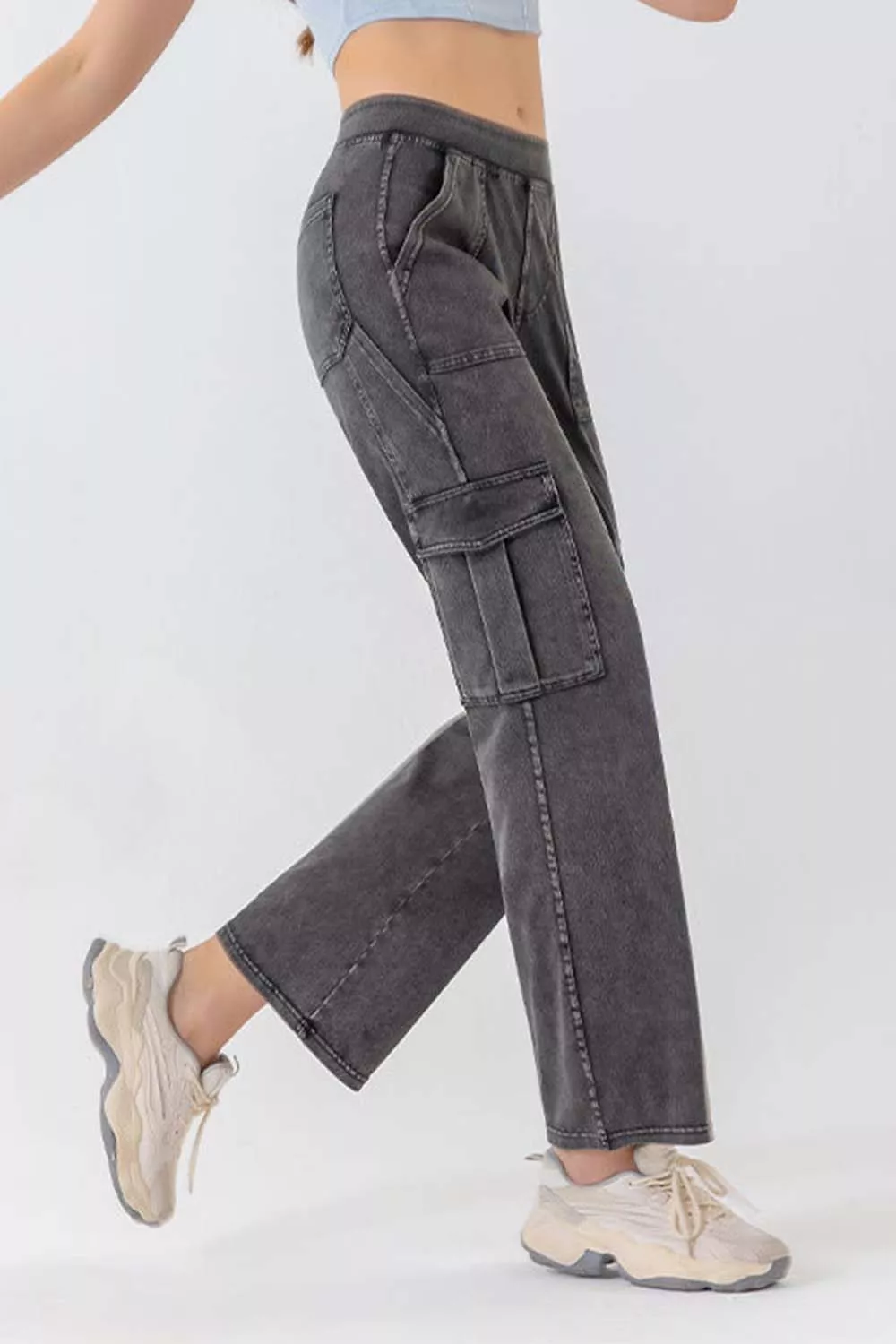 Buttoned Pocketed Long Jeans, image 4