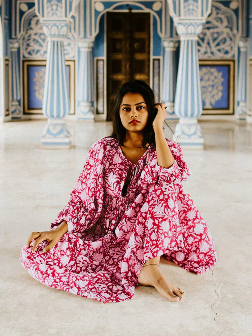 Floral Tie Neck Lantern Sleeve Dress, image 16