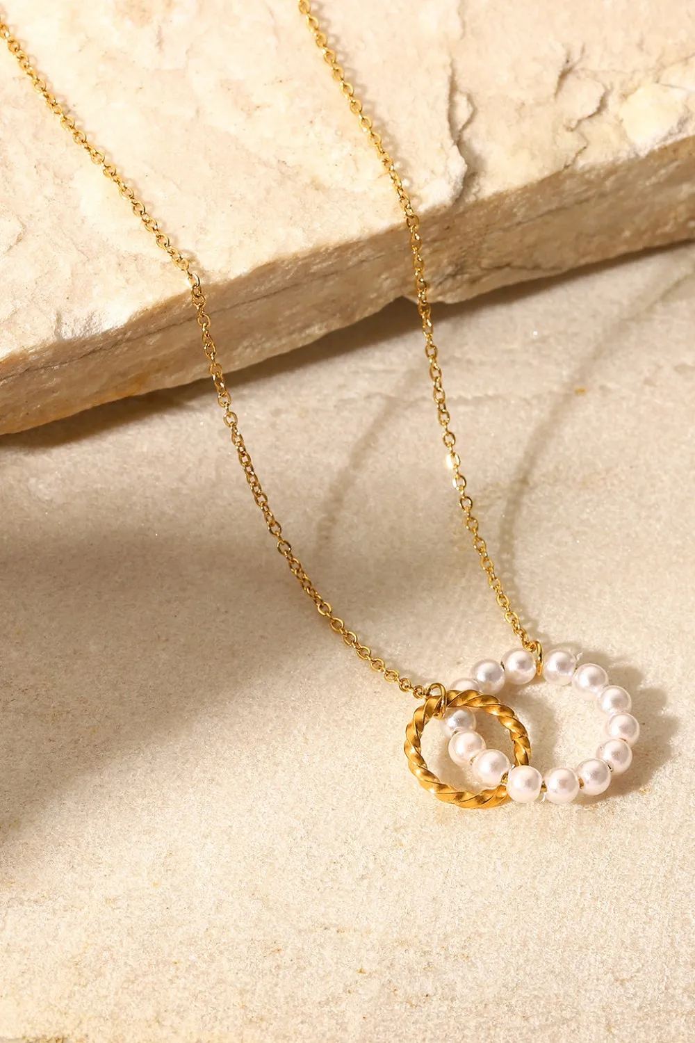 Pearl Hoop Link Pendant Necklace, image 4
