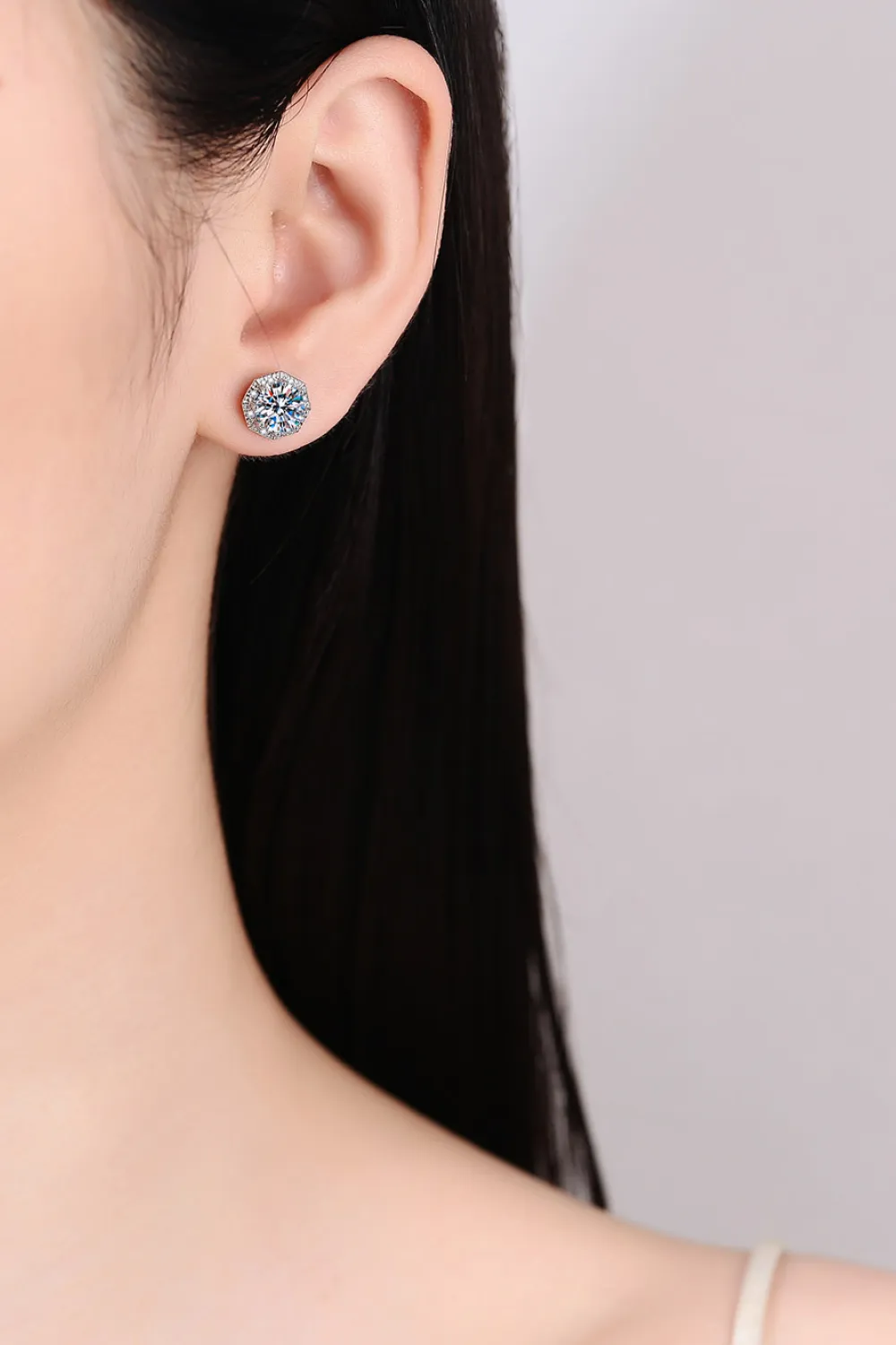2 Carat Moissanite 925 Sterling Silver Stud Earrings, image 6