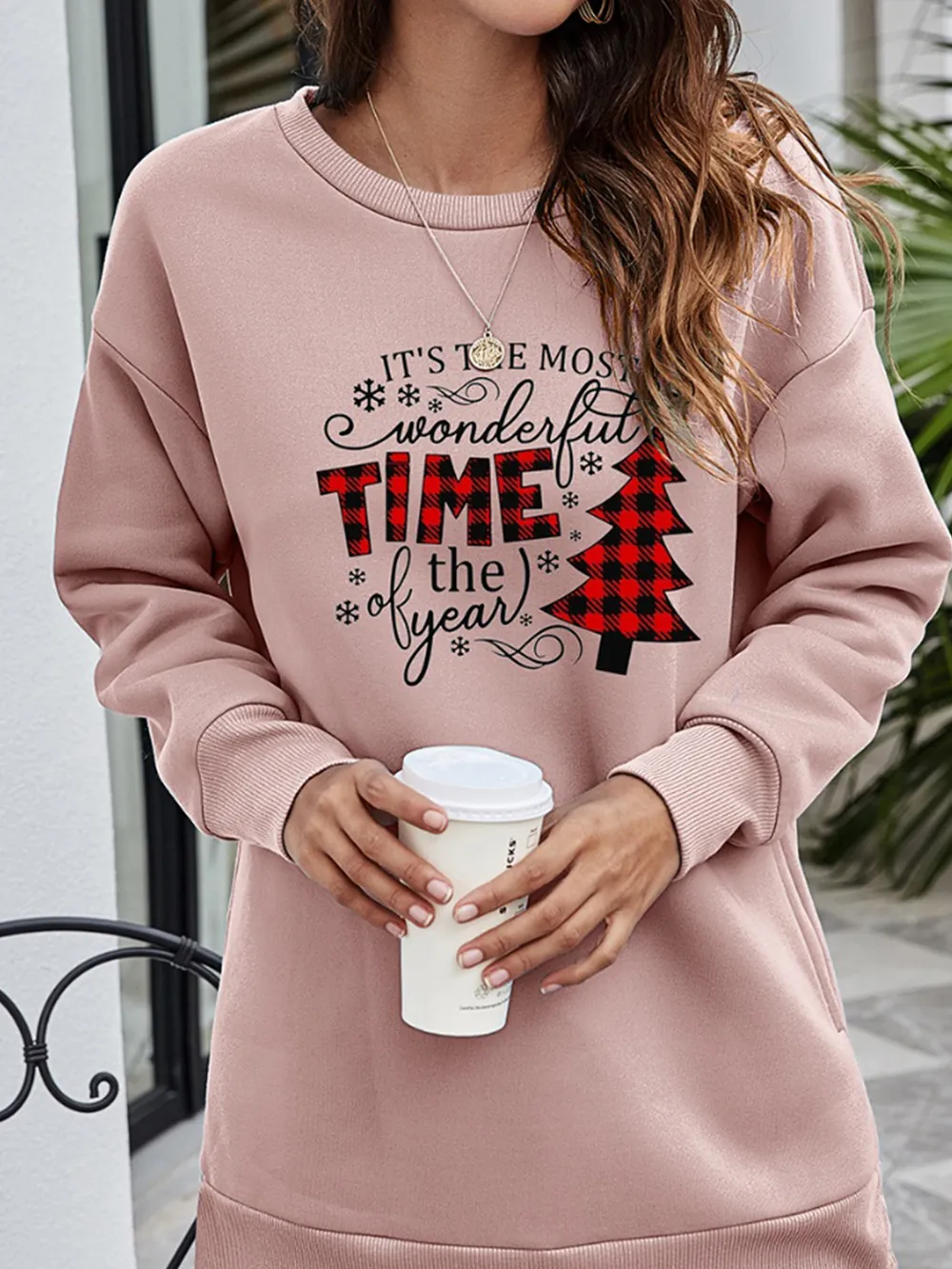 Christmas Tree Graphic Drop Shoulder Sweatshirt, image 7