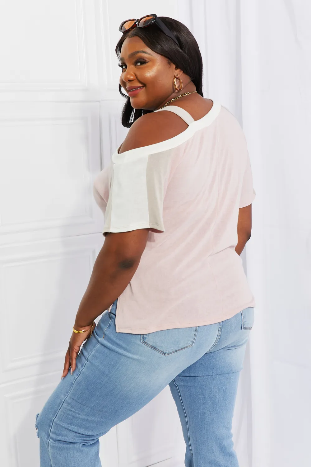 Full Size Something Simple Cold Shoulder Tee, image 9