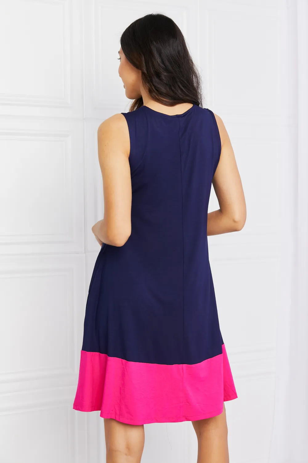 Full Size Two-Tone Sleeveless Mini Dress with Pockets, image 11