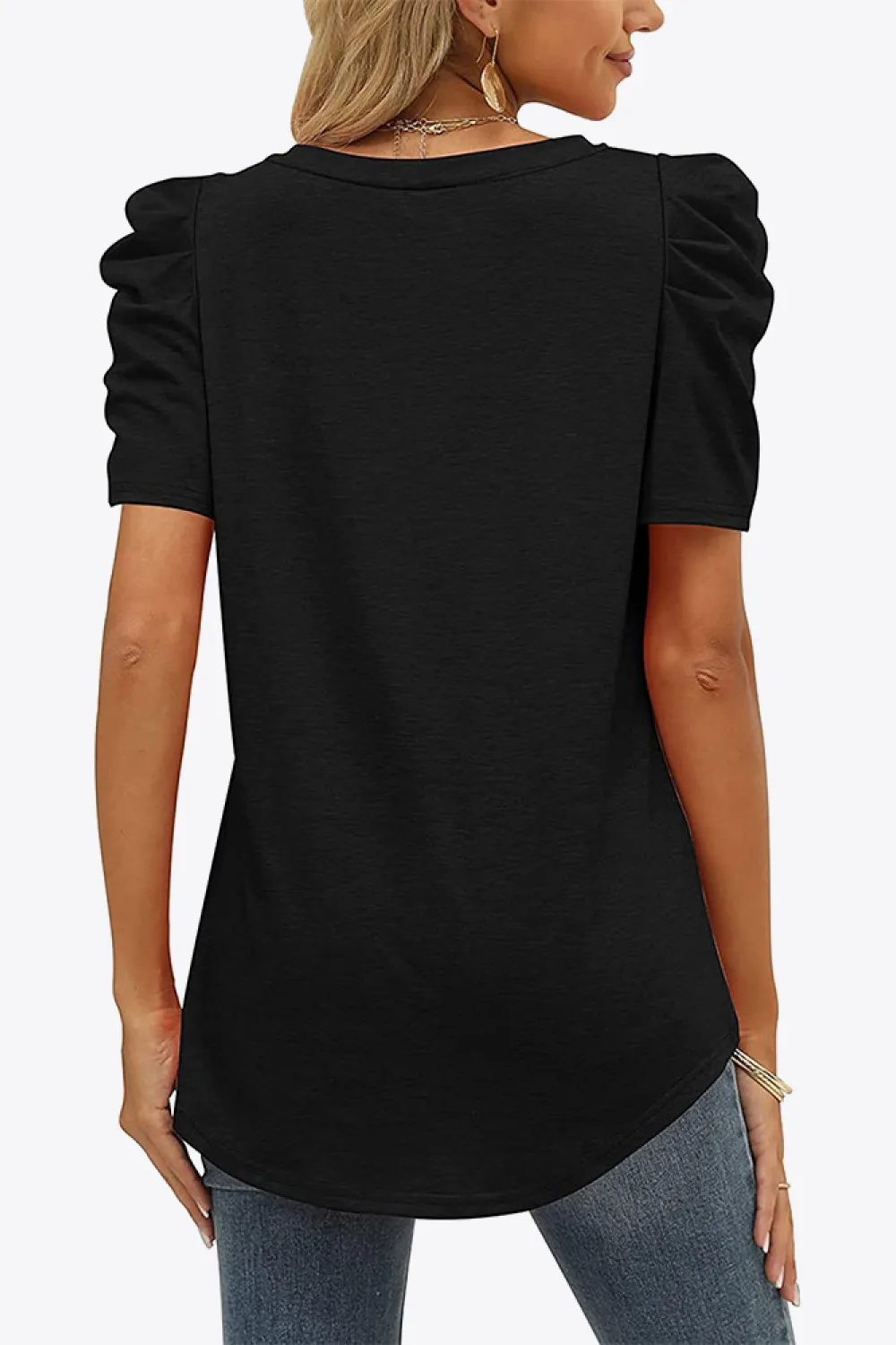V-Neck Puff Sleeve Tee, image 12