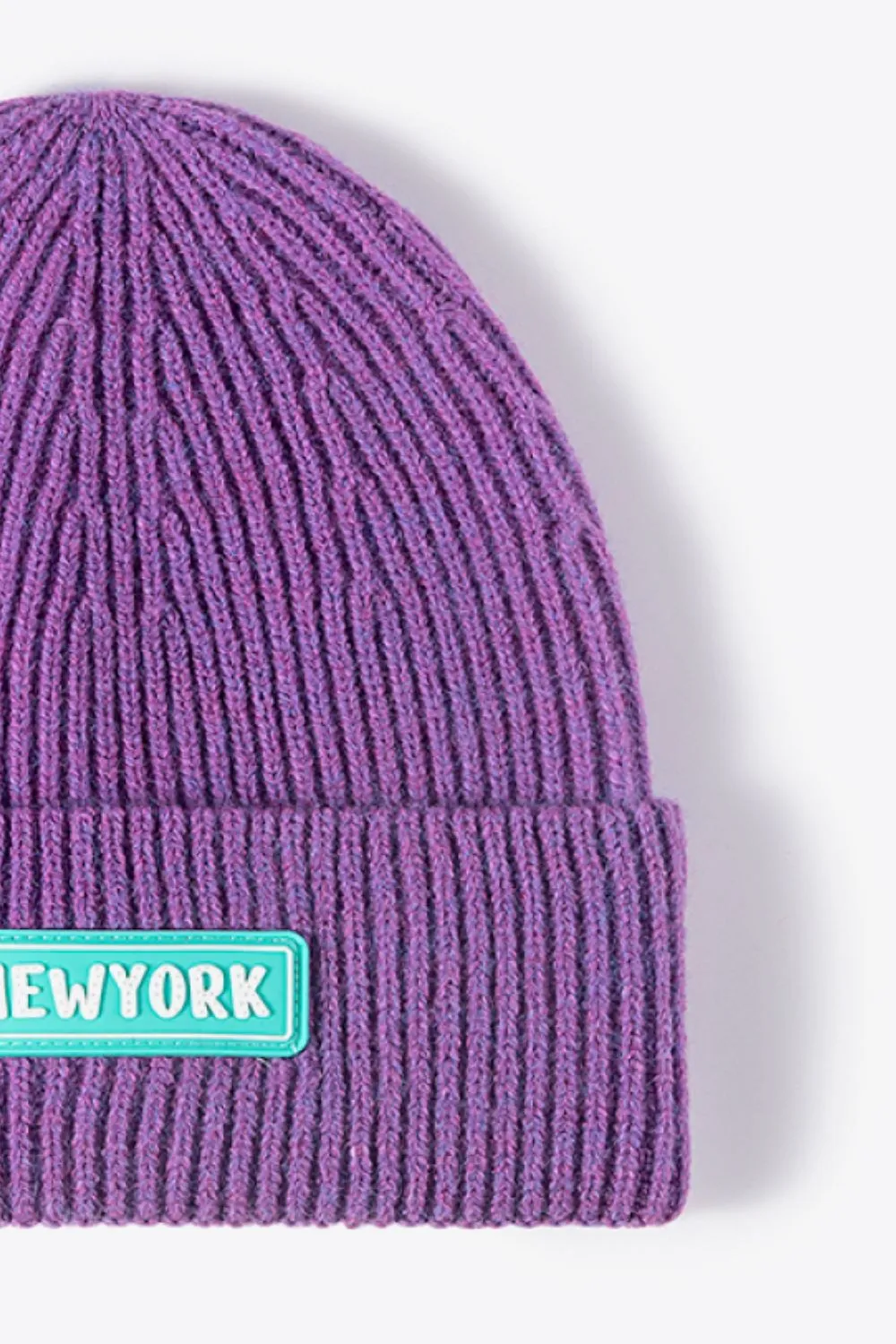 NEWYORK Patch Rib-Knit Cuffed Beanie, image 18