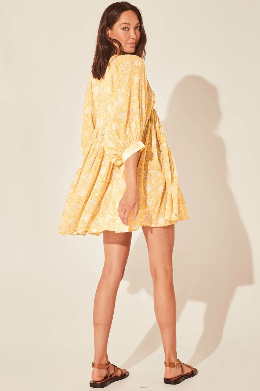 Floral Tie Neck Lantern Sleeve Dress, image 7