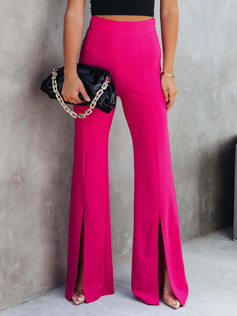 Front Slit Flare Leg Pants, image 5