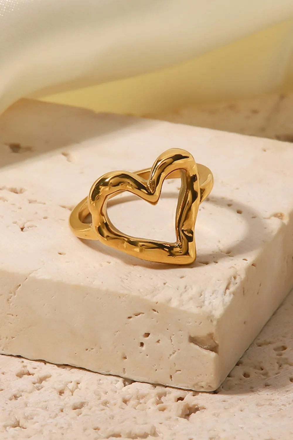 18K Gold Plated Heart-Shaped Ring, image 8