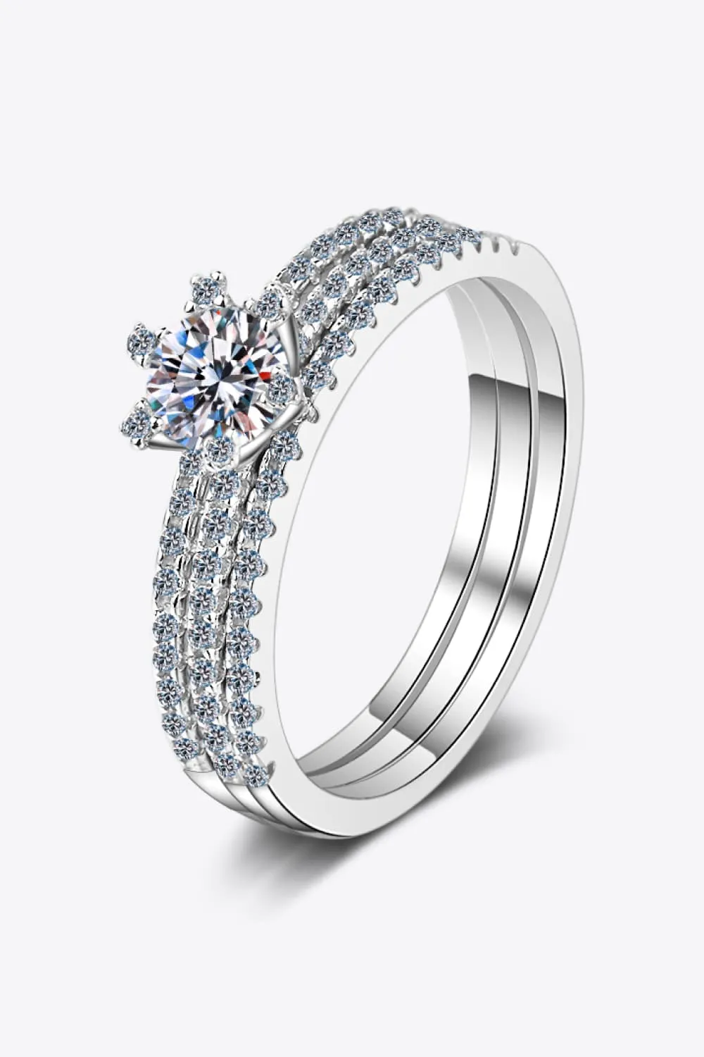 Moissanite 925 Sterling Silver Ring Set, image 7