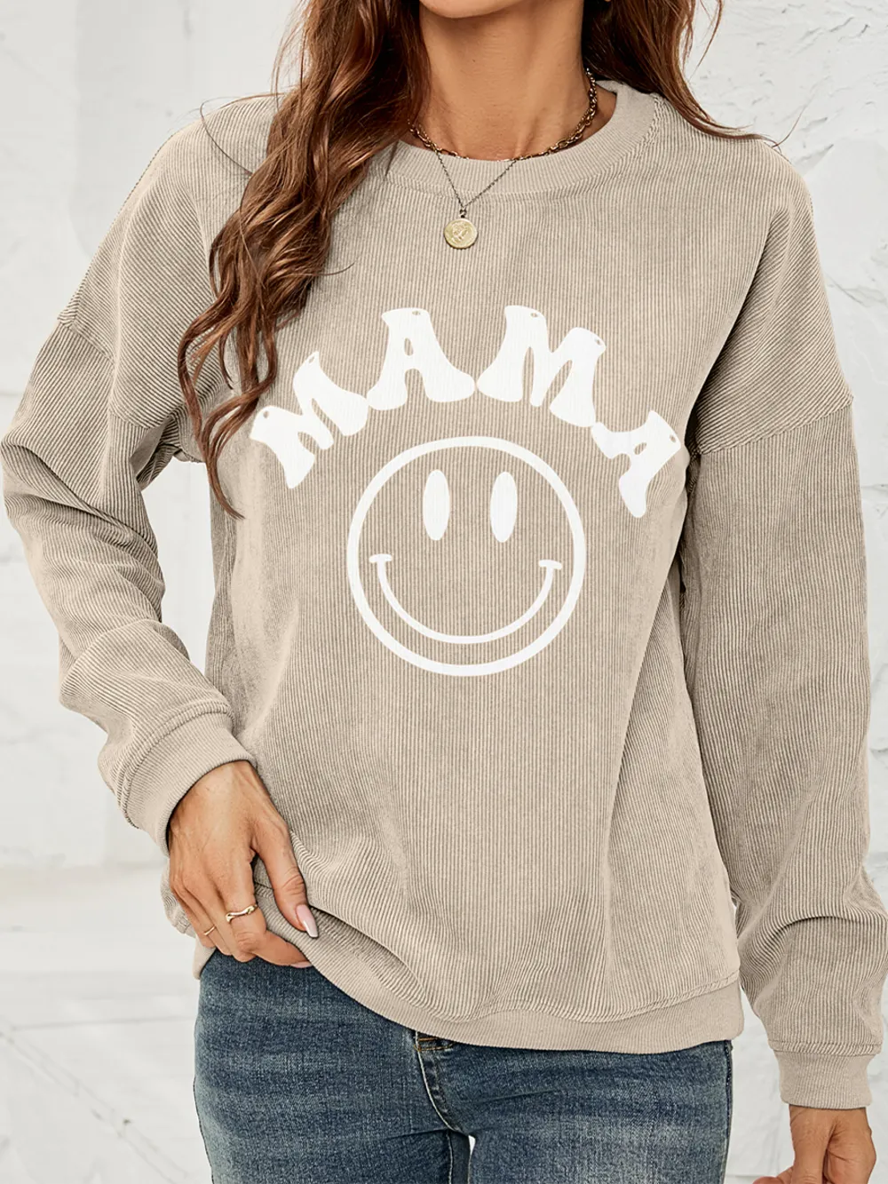 Round Neck Long Sleeve MAMA Graphic Sweatshirt, image 8