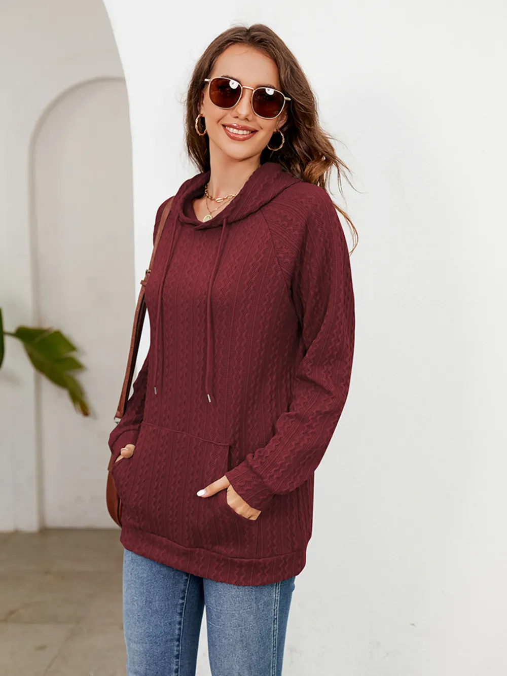 Raglan Sleeve Front Pocket Hoodie, image 8