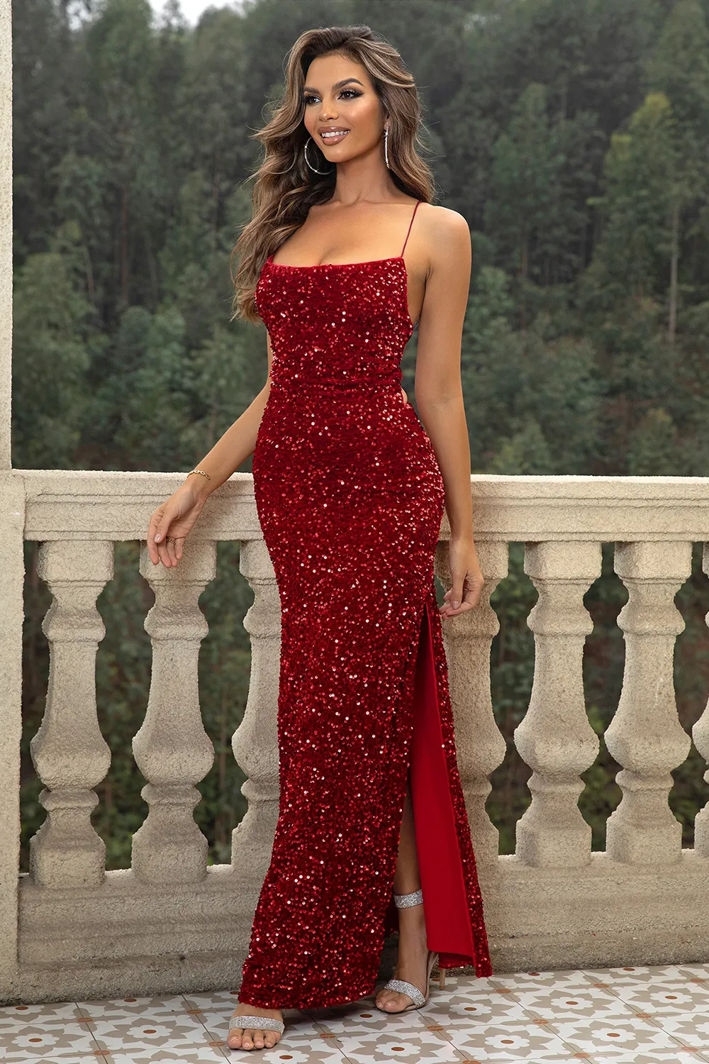 Sequin Backless Split Maxi Dress, image 16