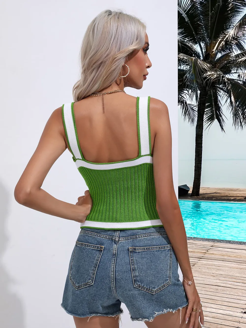 Contrast Crisscross Knit Tank, image 9