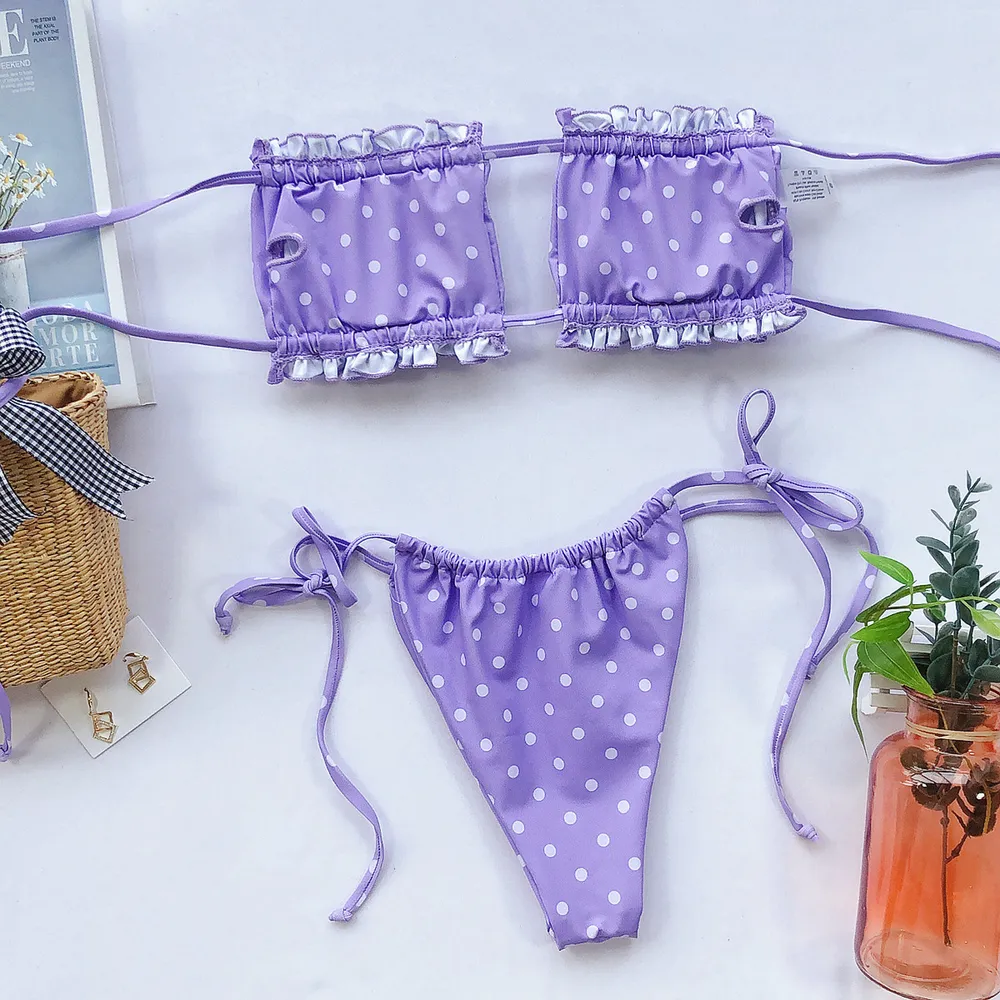 Frill Trim Ruched Bikini Set, image 27