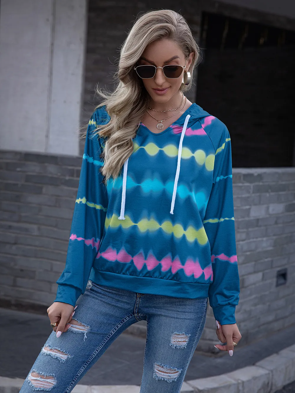 Tie Dye Raglan Sleeve Hoodie, image 9