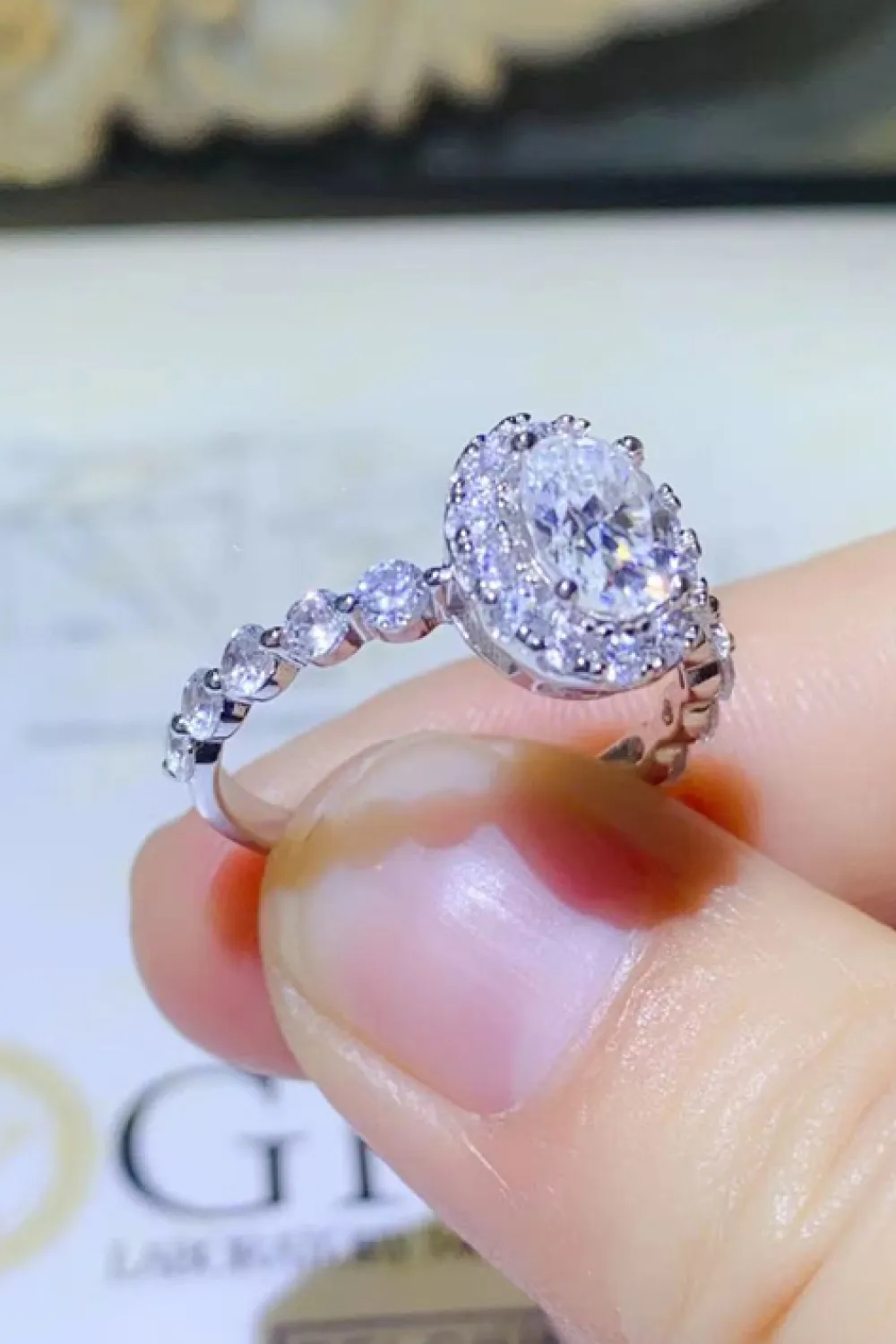 1 Carat Moissanite 925 Sterling Silver Halo Ring, image 3