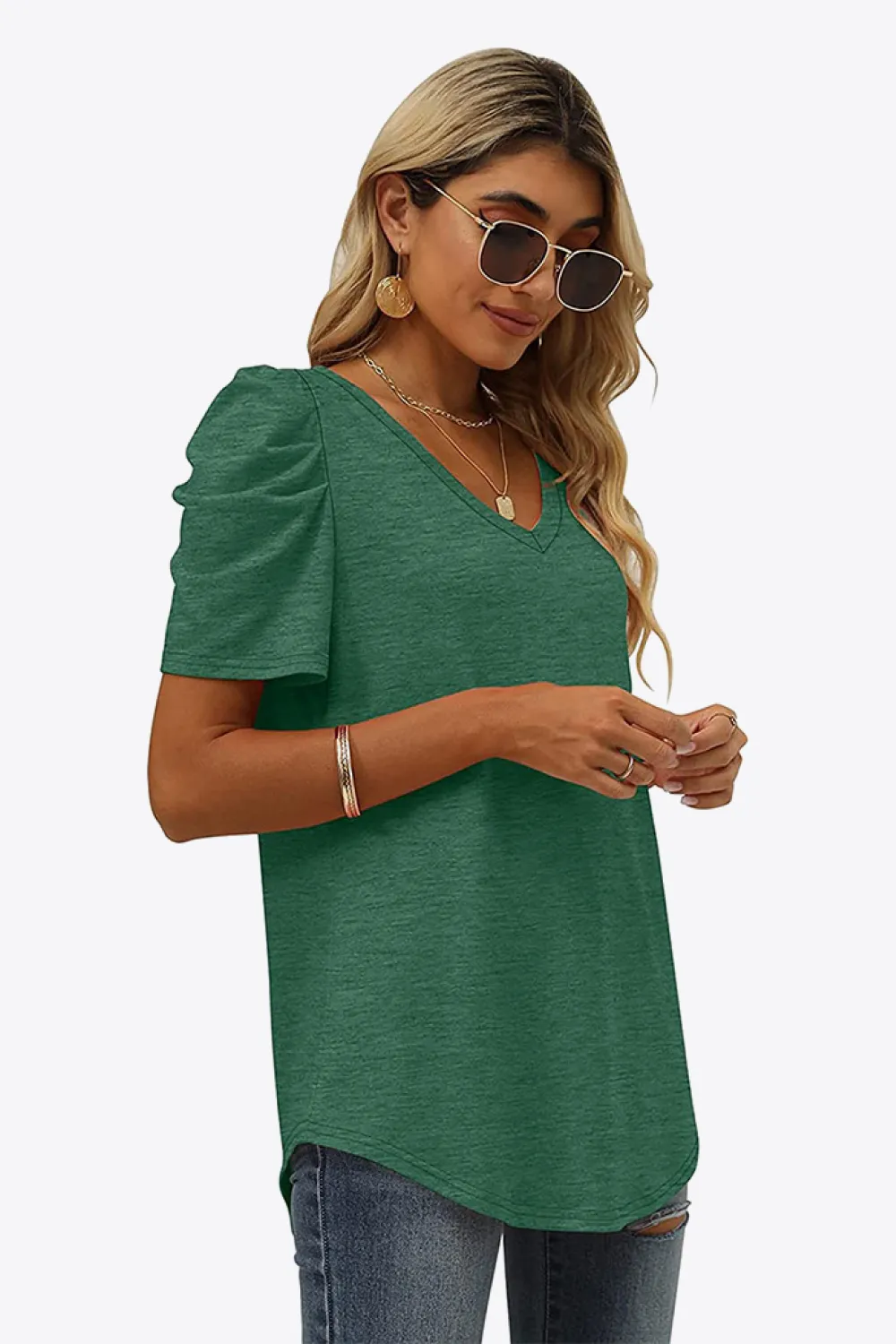V-Neck Puff Sleeve Tee, image 17