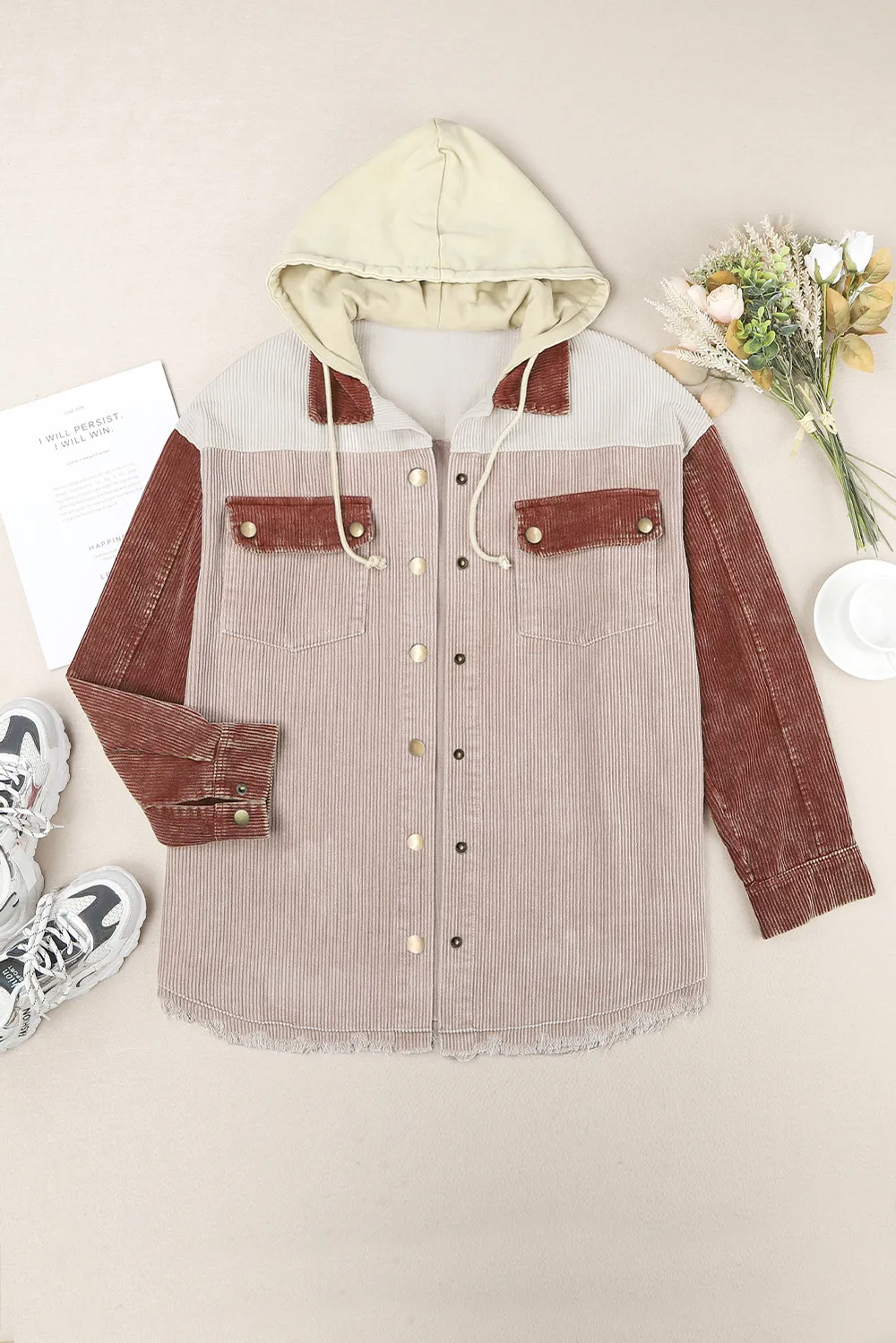 Snap Front Hooded Corduroy Shacket, image 31