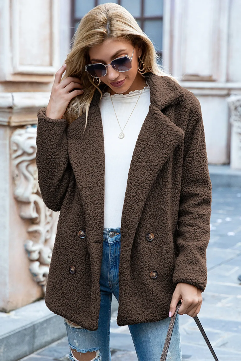 Full Size Lapel Collar Sherpa Coat, image 35